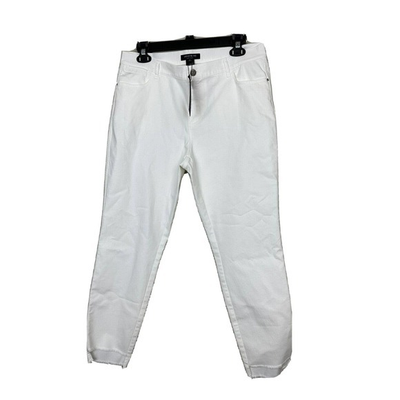 Lafayette 148 Womens Size 14 White Solid Flat Front Pull On Pants‎ NWT
